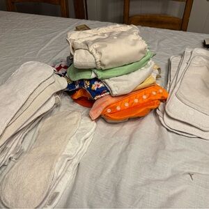 Colorful Cloth Diapers Set lot of 14 diapers with inserts